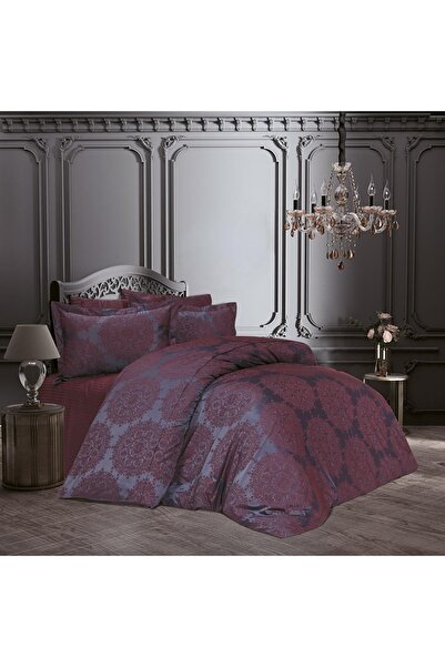 Finezza Tiara Bambu Jacquard Fabric Burgundy Double Person. Set lenjerie de p...