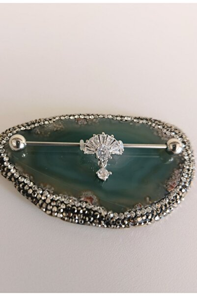 Bylin Cerrahi Çelik Zirkon Taşlı Yelpaze Köprü Piercing(Bar Kalınlık 1,2mm) -...