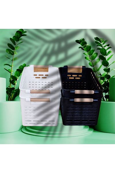 Keven Home 4-Piece Organizer Basket Set with Plastic Handles - Inner Cabinet and Drawer Organizer, Color