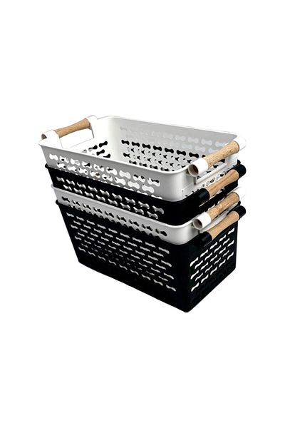 Keven Home 4-Piece Organizer Basket Set with Plastic Handles - Inner Cabinet and Drawer Organizer, Color