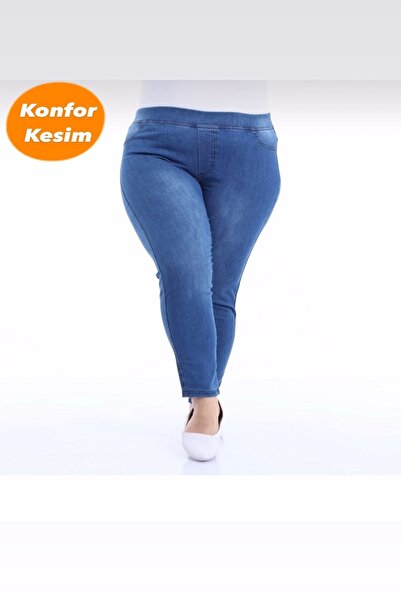 ModamarkReal Kadın Beli Lastikli Kot Tayt Pantolon / Toparlayıcı /konfor Kesim/büyük-küçük-beden Açık Mavi