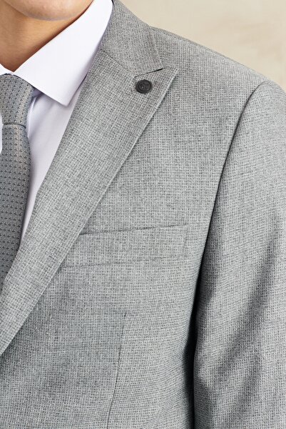 ALTINYILDIZ CLASSICS Men's Gray Extra Slim Fit Slim Fit Swallow Collar Patterned Suit