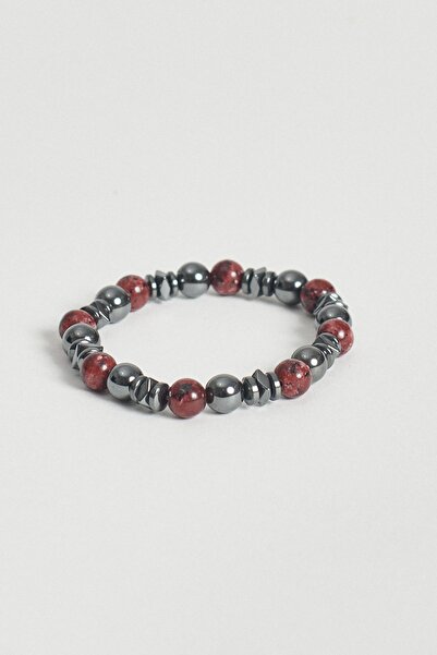 ALTINYILDIZ CLASSICS سوار من الحجر الطبيعي باللون العنابي للرجال