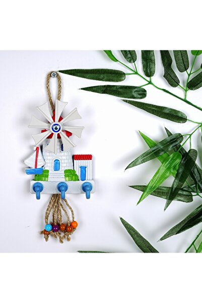 Farilya Concept Yel Değirmenli Deniz Feneri 3 Kancalı Duvar Süsü