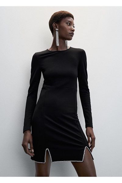 MANGO Woman Detailní kamenné šaty