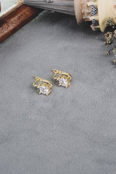 ENCİLİ SİLVER 925 Ayar Gümüş Pırlanta Montürlü Model Çocuk J Küpe