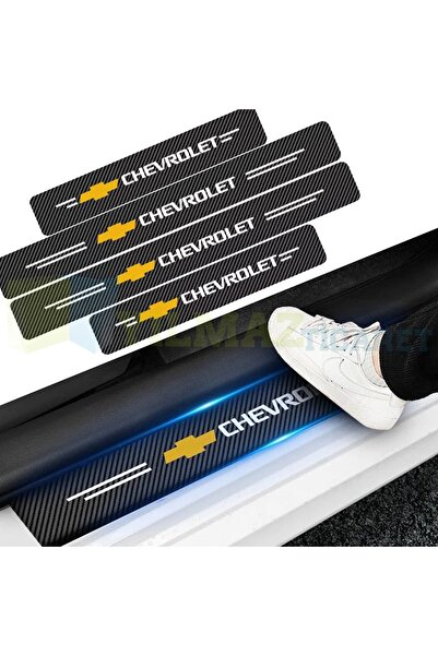 yılmazetic Chevrolet Logo Karbon Kapı Eşiği Oto Sticker Etiket Yapıştırma Çık...