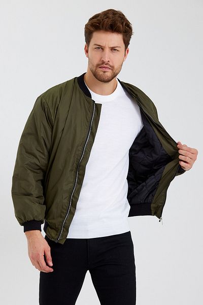 Minharir Χακί Καπιτονέ Bomber Jacket - Oversize, Αδιάβροχο