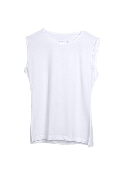 BSM Women's White Modal Cotton Bottoming Sleeve Tank Top