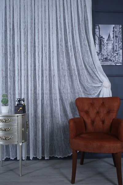 PERDECITY Tree Bark Pattern, Knitted Tulle Curtain - 300x260cm, 1/3 Close Pleat
