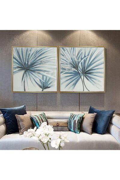 Markazip Altın Metal Çerçeveli 70x70cm Ikili Kanvas Tablo H60-k-a