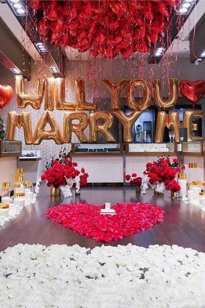 MFM Set de baloane din folie de aur pentru petrecere Will You Marry Me