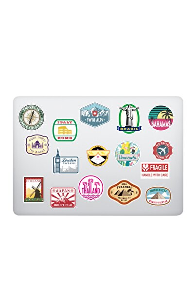 Katze Stickers Travel Tatil Ülkeler Temalı Bagaj Laptop Notebook Tablet Stick...