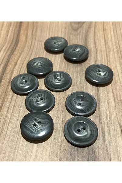 Öztürk Grained Polyester Cardigan Vest Button. 2cm. Pack of 10 Dark grey.