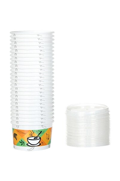 Morpack 25Pcs Classic Std Cardboard Soup Bowl - with Lid