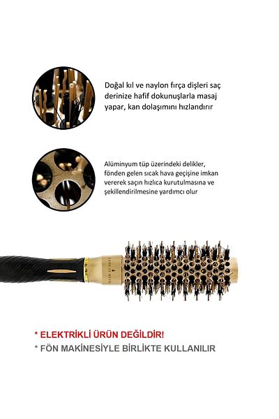 LAND OF MYTH 25 mm - Nano Technology Ceramic + Ionic Thermal Blow Dry Hair Brush, Natural Horsehair Teeth, Professional Series