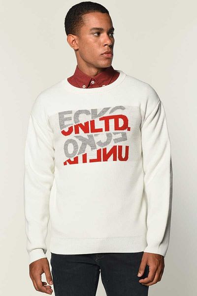 ECKO UNLTD Ανδρικό λευκό πουλόβερ Leonard