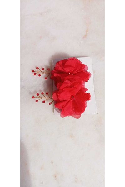 Sare Çocuk Giyim Pearl Stone Detailed Flower Buckle Clip Hair Accessory (Piece of 2)