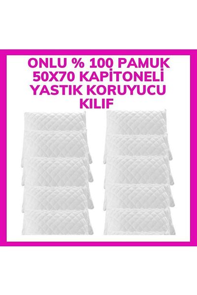 AYHOME 10 Pieces 50x70 cm Quilted Zippered Mattresses - 100% Cotton Anti-Sweat Pillow Protector