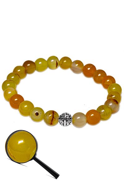 Tesbih Atölyesi Aaa Quality Orange Natural Stone Bracelet - Silver Apparatus (Certified)