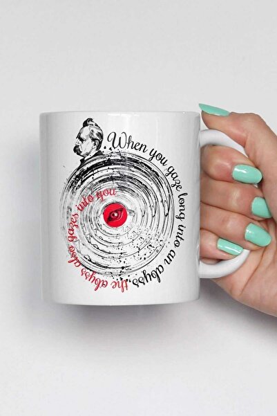 Öz Kupa Nietzsche Abbyss Qutoe Mug Özlü Sözler Tasarım Kupafelsefecilere Özel