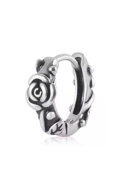 Jaida Moda Unisex Gray Rose Figure Retro Sports Steel Hoop Earrings