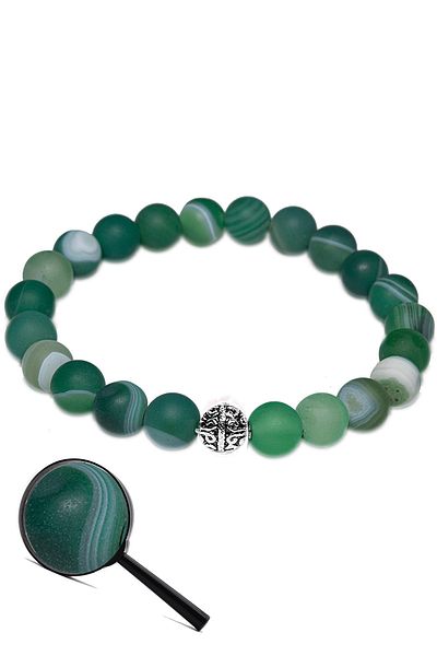 Tesbih Atölyesi Certified Raw Unprocessed Aaa Green Agate Stone Bracelet