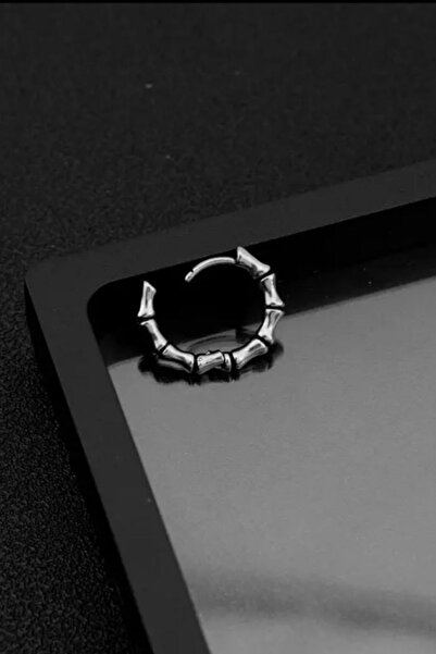 Jaida Moda Unisex Gri Kemik Dizayn Retro Spor Çelik Halka Küpe