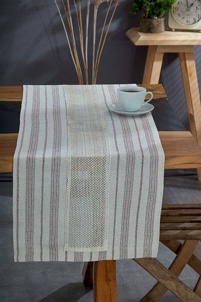 vivamaison Față de masă Runner Bumbac Spălat Roșu Claret 50x150 Cm