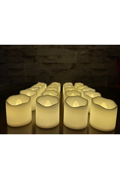 HKM Hobim Ledli Mum Tealight Işıklı Dumansız Alevli Sarı Pilli Led Mum 16 Ade...