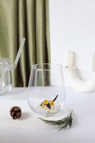 ADAMODART Single Water Cup with Dog Glass Figure