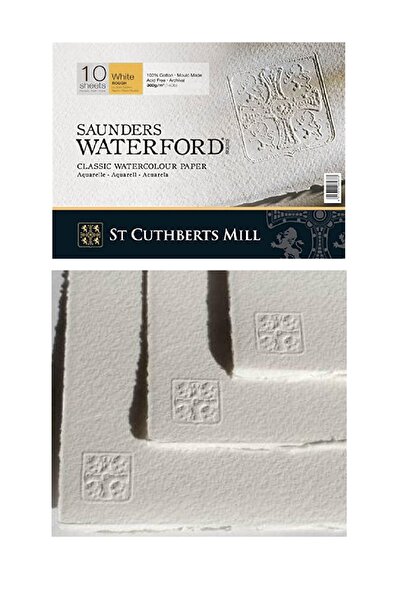 SAUNDERS Waterford Suluboya Kağıdı Rough kalın Dokulu 300 Gr 56x76 Pamuk Taba...