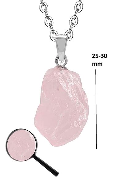 Tesbih Atölyesi Certified Raw Unprocessed Light Pink Quartz Stone Necklace