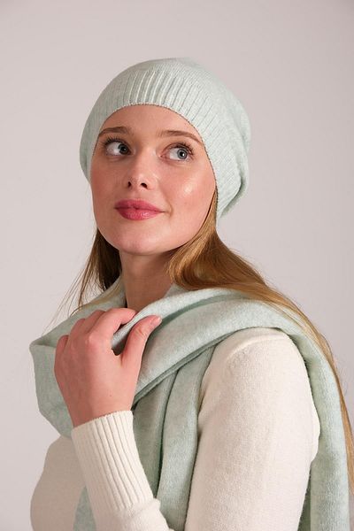 CHUBA Women's Melange Soft Cuff Scarf Beanie Set Mint 23w505