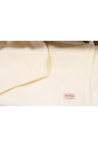 CHUBA Women's Melange Soft Tuşe Scarf Beanie Set Ecru 23w505
