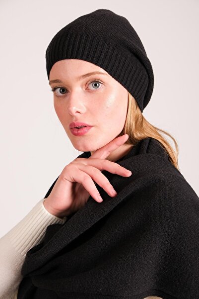 CHUBA Women's Melange Soft Button Scarf Beanie Set Black 23w505