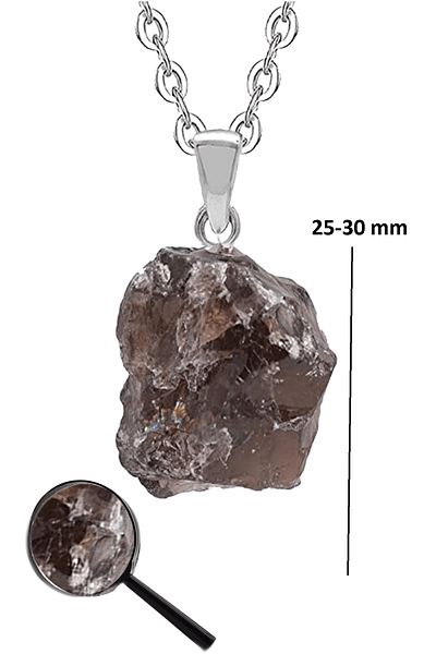 Tesbih Atölyesi Certified Raw Unprocessed Smoky Quartz Stone Necklace