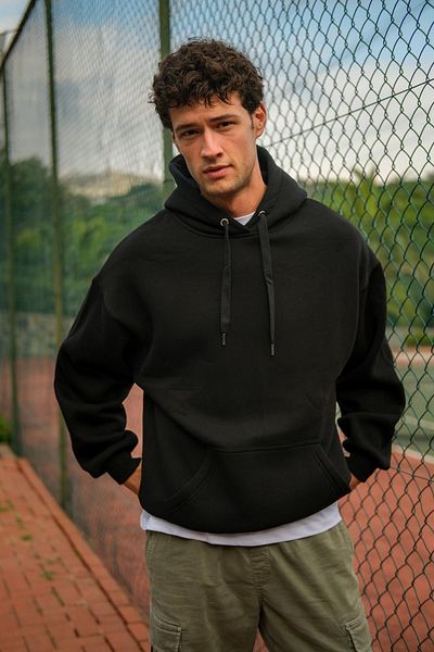 CHUBA Ανδρικό φούτερ Comfortable Fit Three Thread Basic Hooded Μαύρο 23w104
