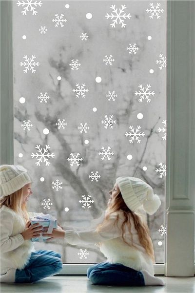 Piksel Grafik Snowflake Sticker Christmas Set