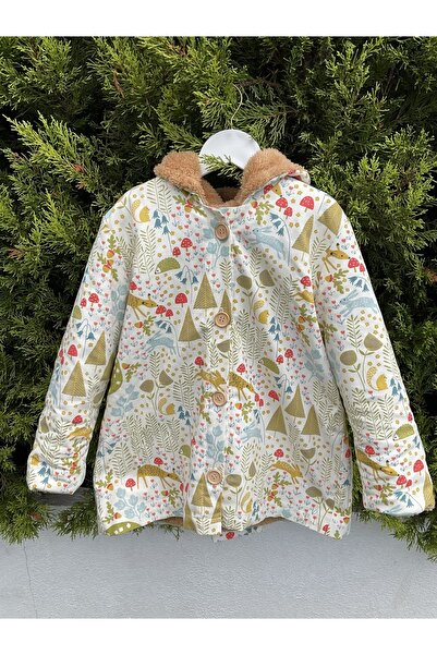 BeeMyBaby Yeşil Renkte Kapüşonlu Peluş Kız Çocuk Parka