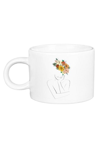 Öz Kupa White Linear Porcelain Motto Cup