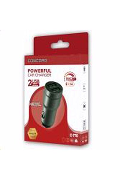 Concord C-770 2.4A 3.5A QC 3.0 Çift USB Hızlı Fast Araç Metal Çakmaklık Şarj
