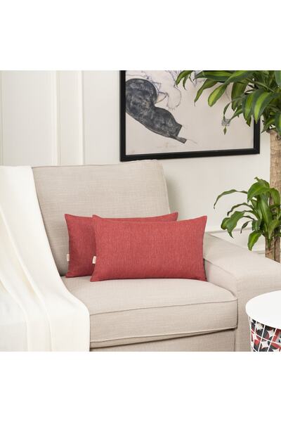 TOSHE Red Single Linen Woven Cushion Cover, Decorative Cushion