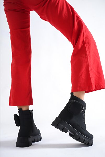 Weynes Γυναικείες μαύρες τσέπες για πορτοφόλι, αδιάβροχες μπότες και μποτάκια με φερμουάρ Wsb0210