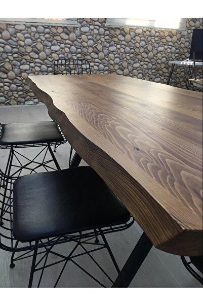 ENJOY LİFE 6 Kişilik Yemek Masası 80x180 Sadece Masa Lüx Masa Kütük Masa 80x1...