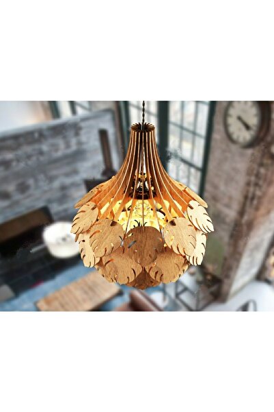 hü ma tasarım ve aksesuar Ingiliz Tarzı Çınar Yaprağı Modern Globe Küre Doğal Ahşap Mdf 3d Lazer Kesim Rustik Salon Avize