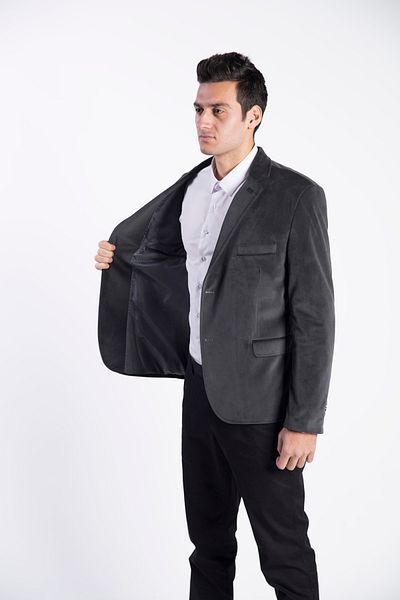 SPOSO Men's Smoked Large Size Slim Fit Blazer Jacket