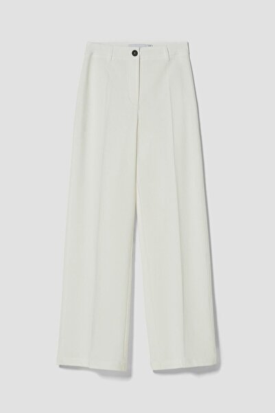 Livik Brabus Women's White Striped High Waist Loose Leg Trousers Palazzo
