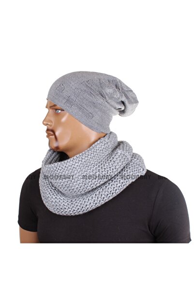 Groppa Guler tricotat gros Gri Model deschis 36012-21024