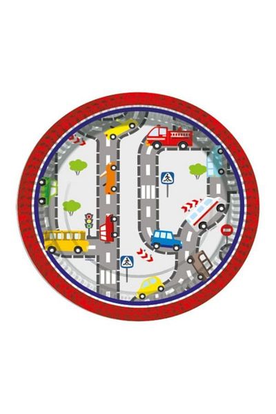 party mix Birthday Car Plate 8-Piece Traffic and Car Concept Birthday Plate